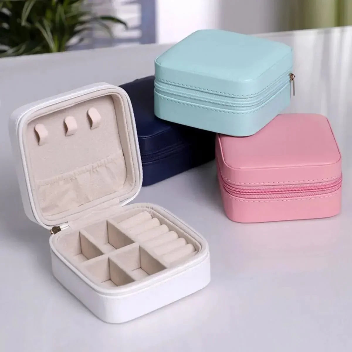 Leather Jewelry Storage Box – Organizer Stand for Earrings, Rings, & Cosmetics | Elegant Beauty Container