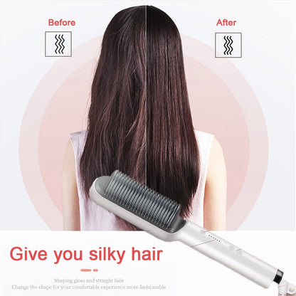 2-in-1 Hair Straightener & Curler Brush – Professional Styling Tool for Women | Straightens & Curls Hair Effortlessly