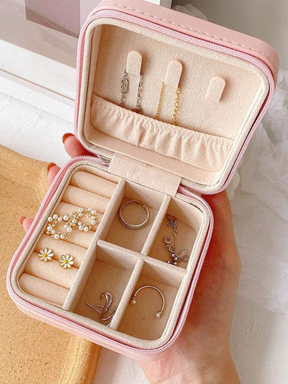 Leather Jewelry Storage Box – Organizer Stand for Earrings, Rings, & Cosmetics | Elegant Beauty Container