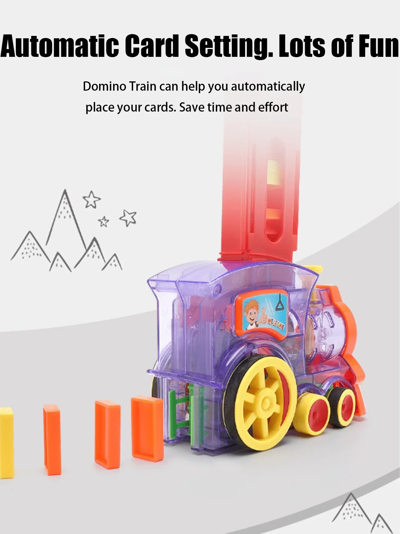Domino Train Toy Blocks Set with Lights & Sounds – Automatic Domino Setup Toy for Kids