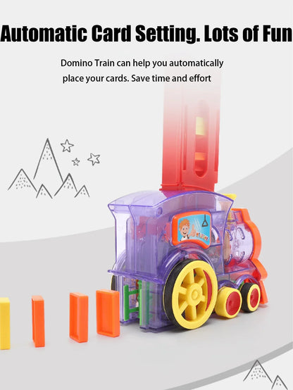 Domino Train Toy Blocks Set with Lights & Sounds – Automatic Domino Setup Toy for Kids