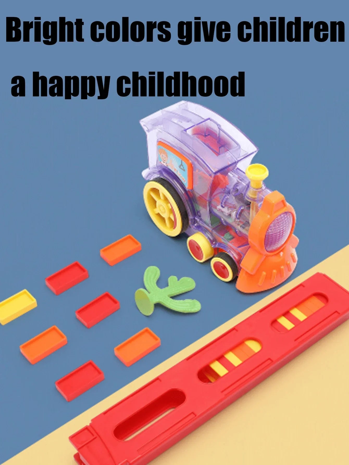 Domino Train Toy Blocks Set with Lights & Sounds – Automatic Domino Setup Toy for Kids
