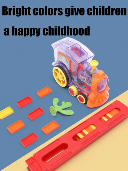 Domino Train Toy Blocks Set with Lights & Sounds – Automatic Domino Setup Toy for Kids
