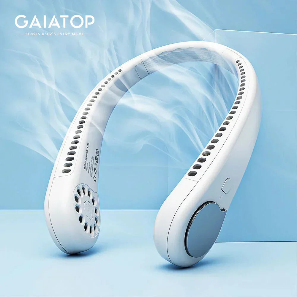 Portable USB Rechargeable Neck Fan – Hands-Free Cooling Device