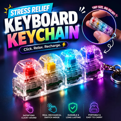 Keyboard Fidget Stress Relief Keychain for Kids & Adults (KC)