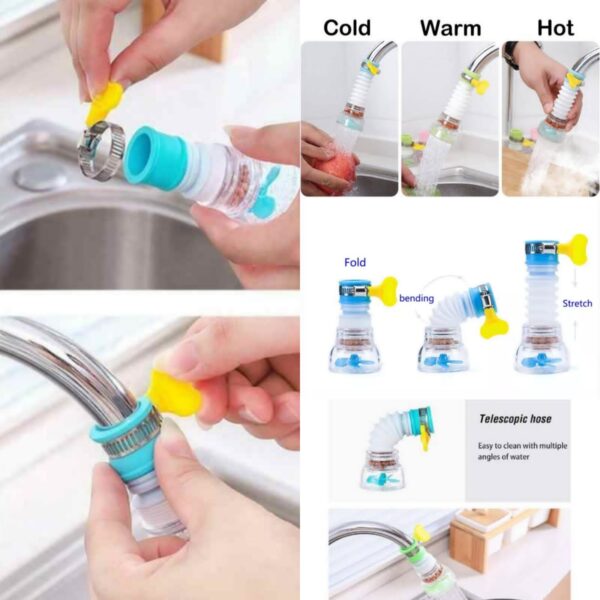 Flexible 360° Fan Faucet – Clip-on, splash-free & filtered flow