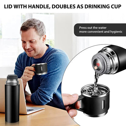 4-in-1 Stainless Steel Vacuum Water Bottle 500ml with 3 Leak-Proof Cups – Perfect for Gym, Home & Outdoor
