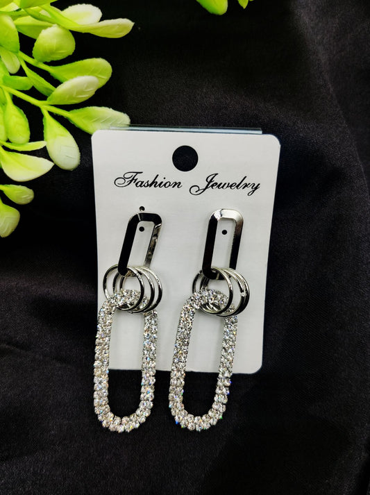 Imported Silver Earrings – Multiple Designs: Teardrop, Marquise Dangle, Infinity Pearl, Triple Ring & More | Luxury Artificial Jewelry for Girls & Women