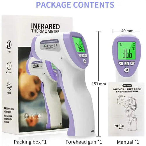 “Fast & Accurate Infrared Forehead Thermometer – Non‑Contact, 3‑Color Fever Alert, 3‑in‑1 LCD”