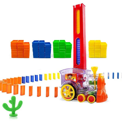 Domino Train Toy Blocks Set with Lights & Sounds – Automatic Domino Setup Toy for Kids